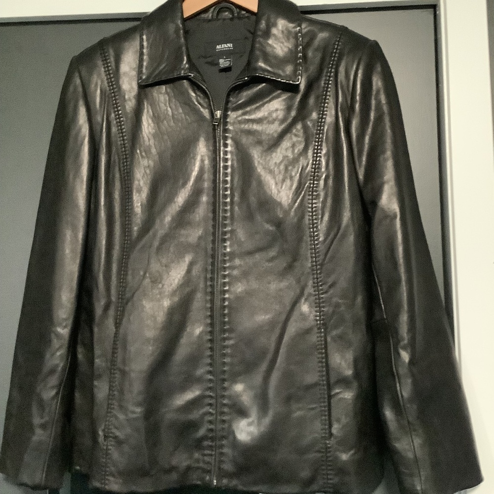 Alfani Black Leather Jacket Size L